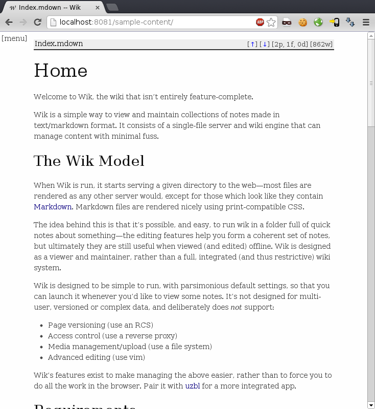 Wik&rsquo;s sample content